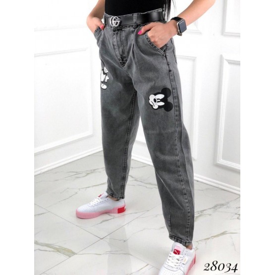 Джинсы  Mom fit Mickey  с завышенной талией