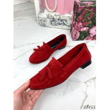 Туфли лоферы с кисточками замшевые