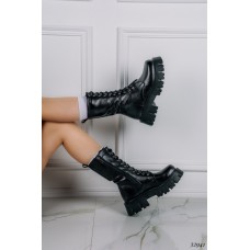 Кожаные ботинки берцы Nina Mi на тракторной подошве и шнуровке